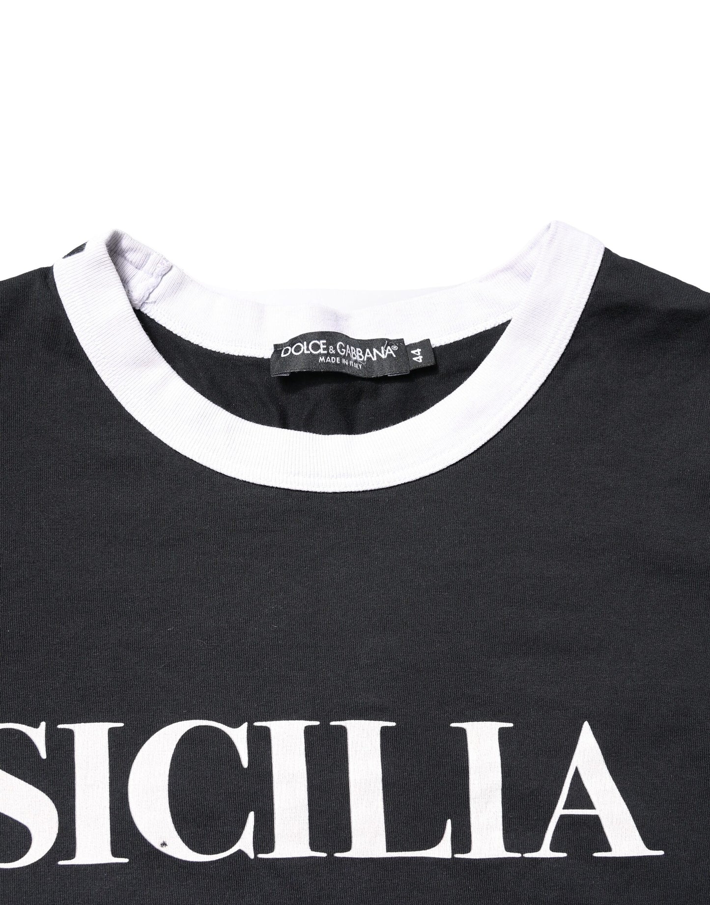 Dolce & Gabbana Schwarzes Sicilia Kurzarm-T-Shirt mit Rundhalsausschnitt