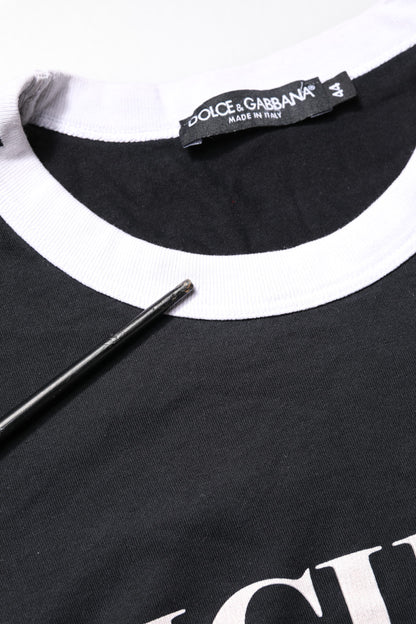 Dolce & Gabbana Schwarzes Sicilia Kurzarm-T-Shirt mit Rundhalsausschnitt