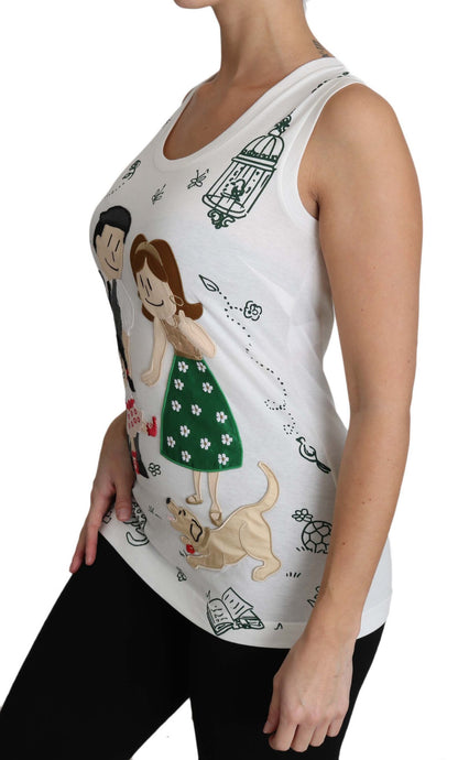 Dolce & Gabbana Weißes Baumwolle #dgfamily Ärmelloses Shirt Tank Top