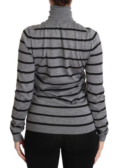 Dolce & Gabbana Grauer Rollkragenpullover aus Kaschmir und Seide
