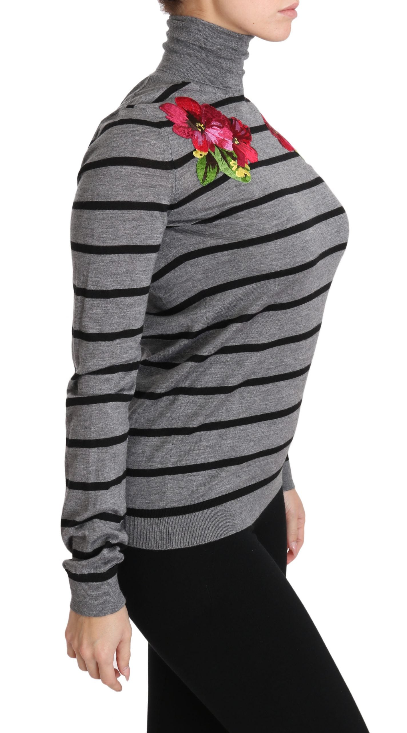 Dolce & Gabbana Grauer Rollkragenpullover aus Kaschmir und Seide