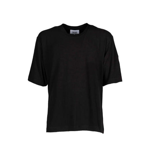 Alpha Studio Schwarzes T-Shirt aus Baumwolle