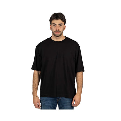 Alpha Studio Schwarzes T-Shirt aus Baumwolle