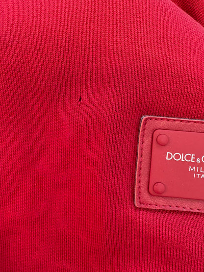 Dolce & Gabbana Rotes Baumwoll-Logo-Sweatshirt mit Kapuze Pullover