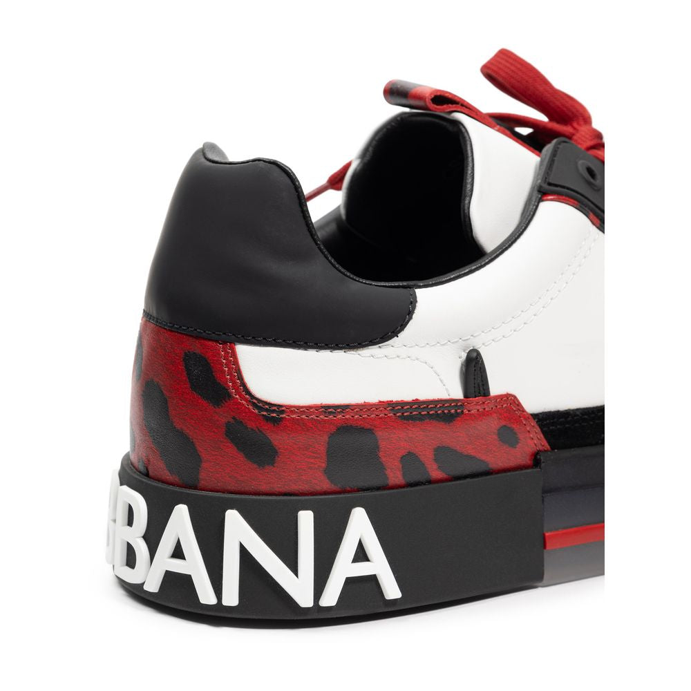 Dolce & Gabbana Schwarzer und weißer Leder-Sneaker