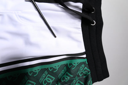 Dolce & Gabbana Weiß Grün Männer Jersey Sweatshorts Shorts