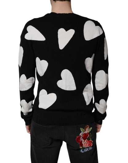 Dolce & Gabbana Black Hearts Seidenpullover mit Rundhalsausschnitt