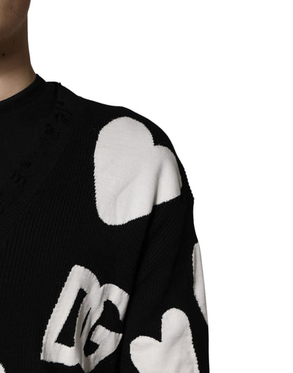 Dolce & Gabbana Black Hearts Seidenpullover mit Rundhalsausschnitt