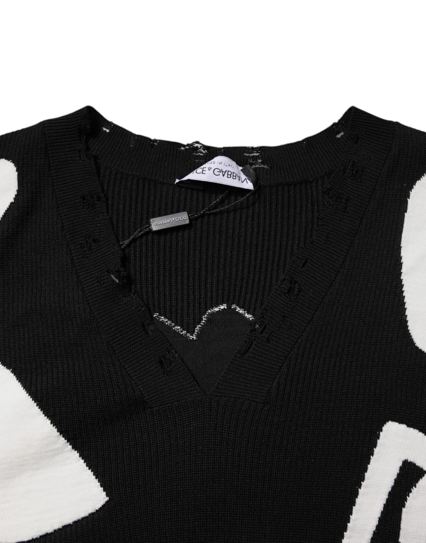 Dolce & Gabbana Black Hearts Seidenpullover mit Rundhalsausschnitt