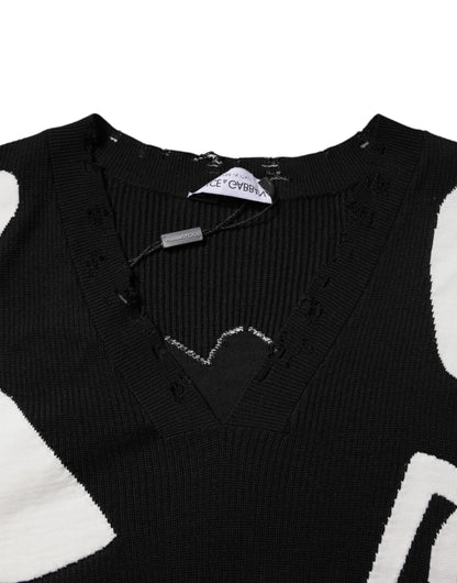 Dolce & Gabbana Black Hearts Seidenpullover mit Rundhalsausschnitt