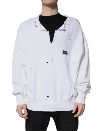 Dolce & Gabbana Weißer Baumwoll-Pullover für Männer Pullover Pullover
