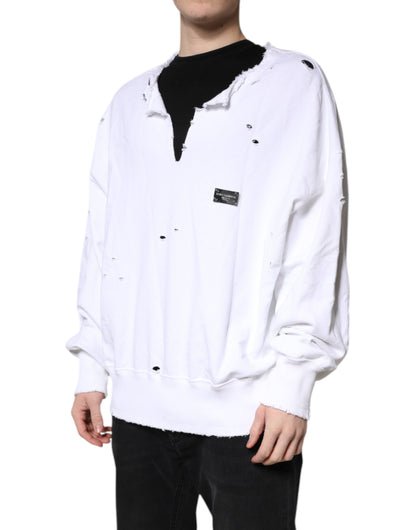 Dolce & Gabbana Weißer Baumwoll-Pullover für Männer Pullover Pullover