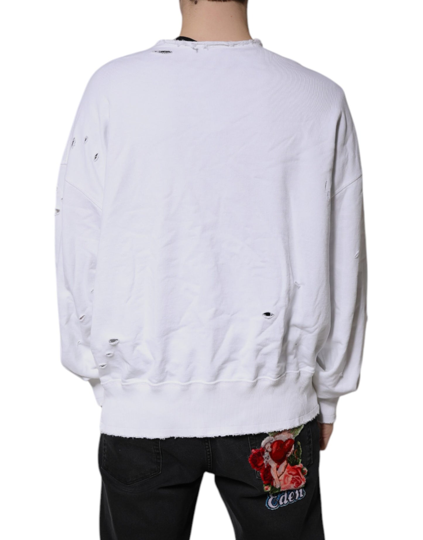 Dolce & Gabbana Weißer Baumwoll-Pullover für Männer Pullover Pullover