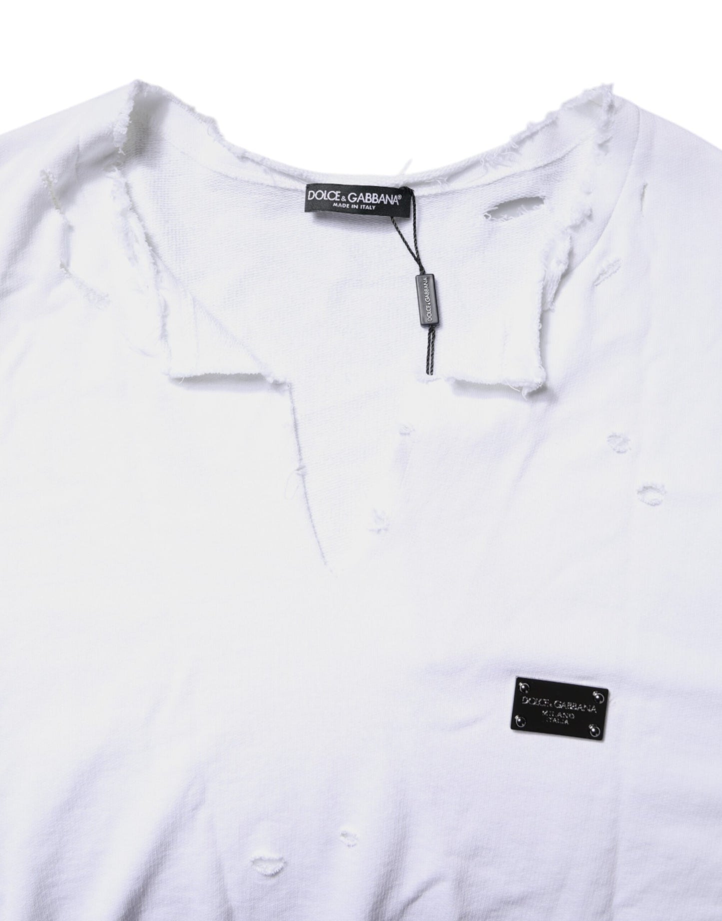 Dolce & Gabbana Weißer Baumwoll-Pullover für Männer Pullover Pullover
