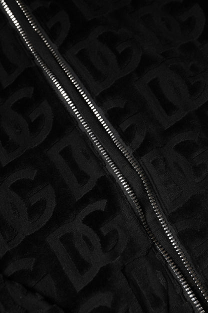 Dolce & Gabbana Schwarze Logo-Monogramm-Bomberjacke mit durchgehendem Reißverschluss