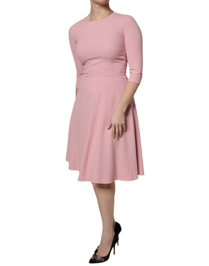 Dolce & Gabbana Rosa A-Linien-Kleid mit 3/4 Ärmeln aus Viskose
