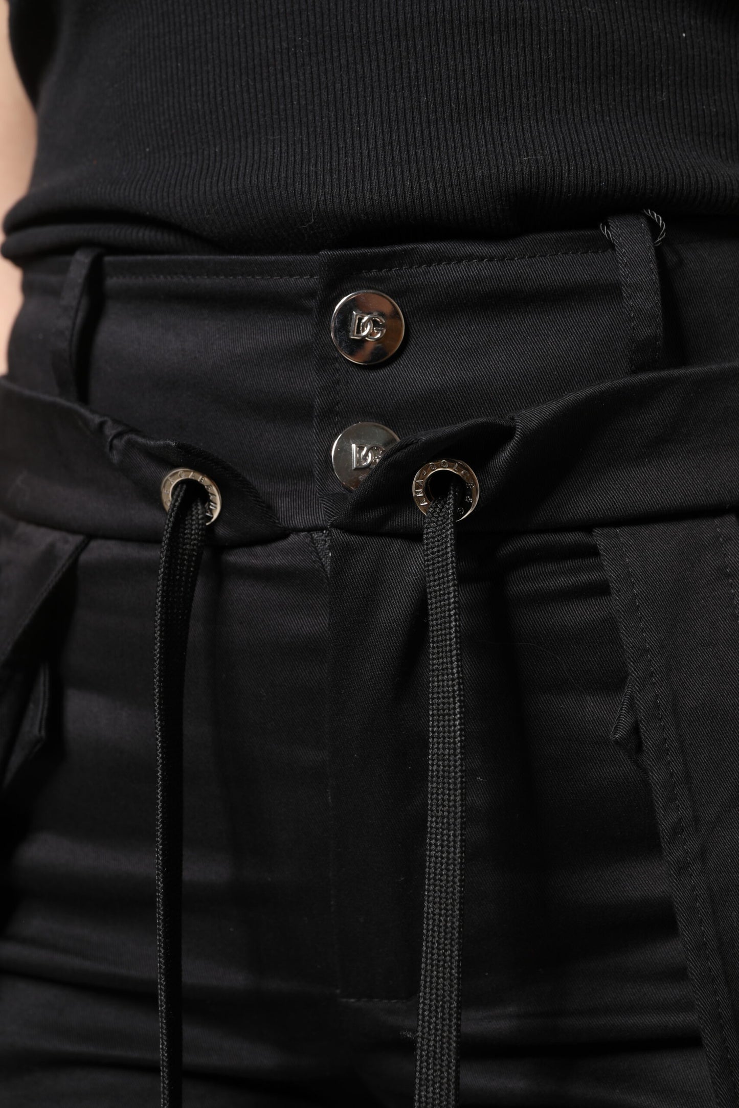 Dolce & Gabbana Schwarze Cargo-Hose aus Baumwolle mit hoher Taille