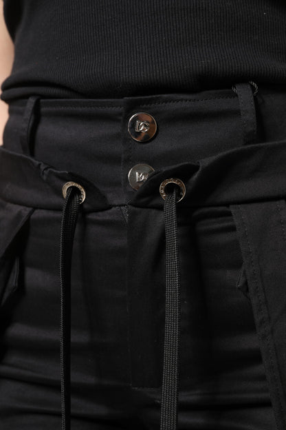 Dolce & Gabbana Schwarze Cargo-Hose aus Baumwolle mit hoher Taille