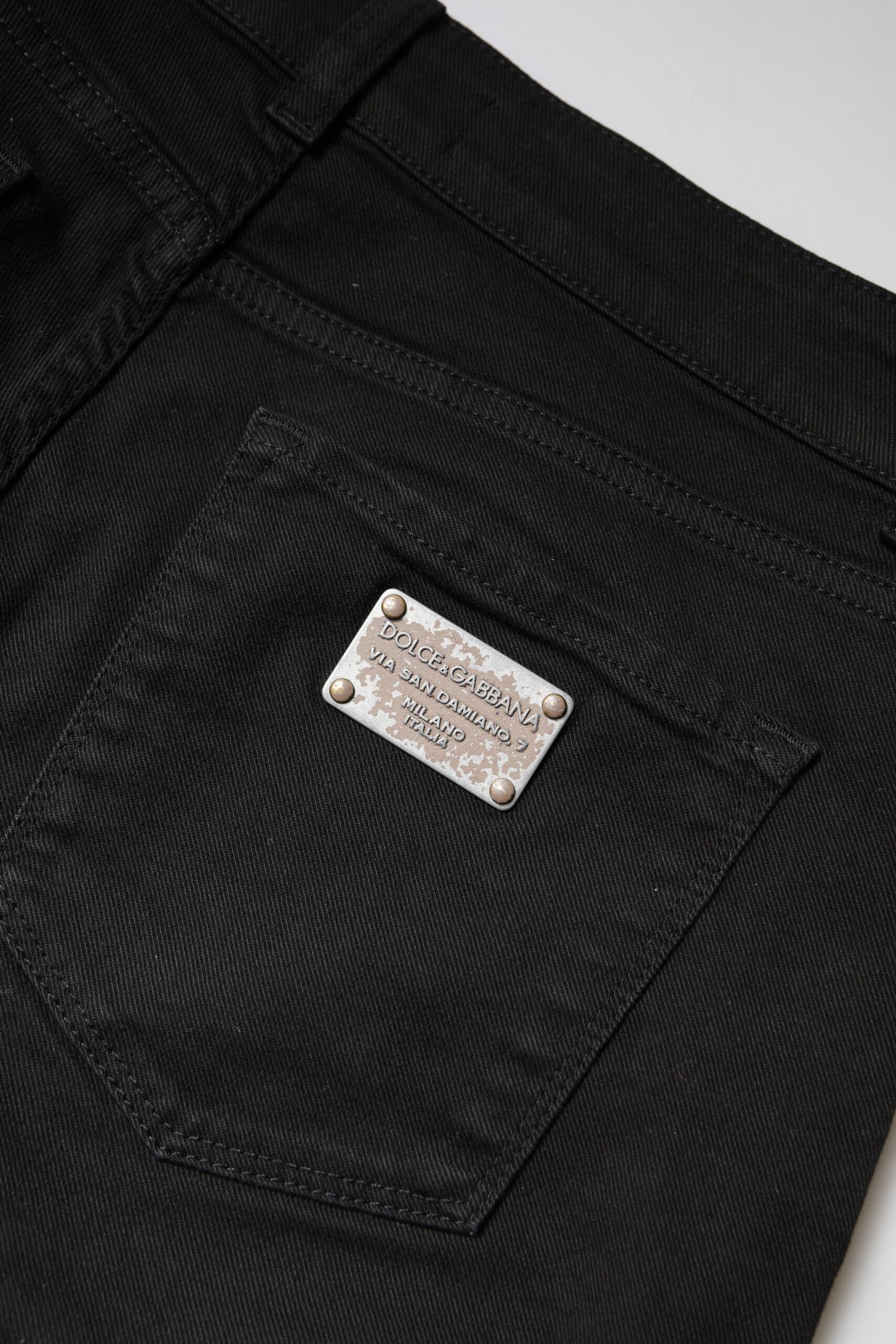 Dolce & Gabbana Schwarze Skinny Denim-Jeans mit hoher Taille aus Baumwolle