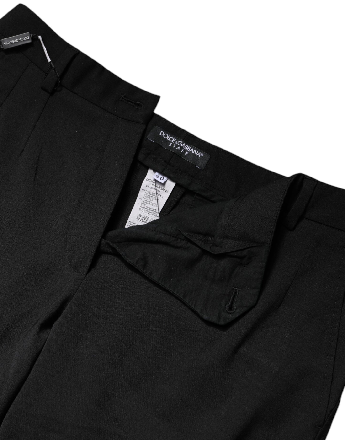 Dolce & Gabbana Schwarze Polyesterhose mit hoher Taille