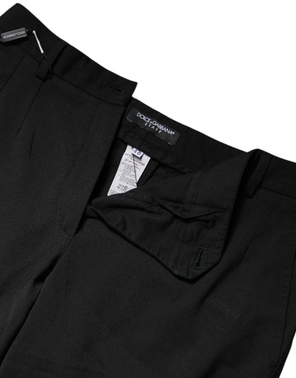 Dolce & Gabbana Schwarze Polyesterhose mit hoher Taille
