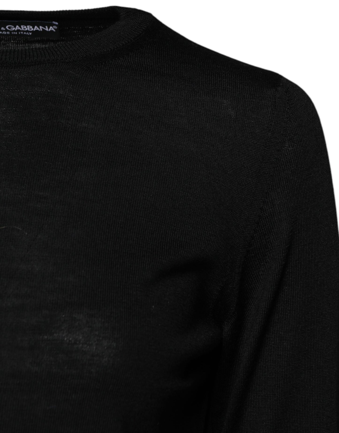 Dolce & Gabbana Schwarzer Pullover mit Rundhalsausschnitt aus Wollstrick