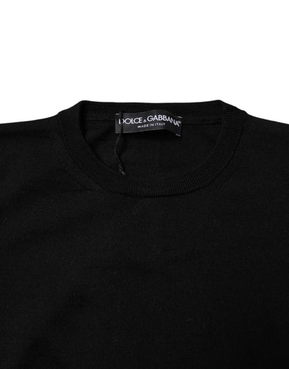Dolce & Gabbana Schwarzer Pullover mit Rundhalsausschnitt aus Wollstrick