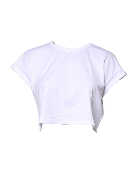 Dolce & Gabbana Weißes T-Shirt mit Rundhalsausschnitt aus Baumwolle