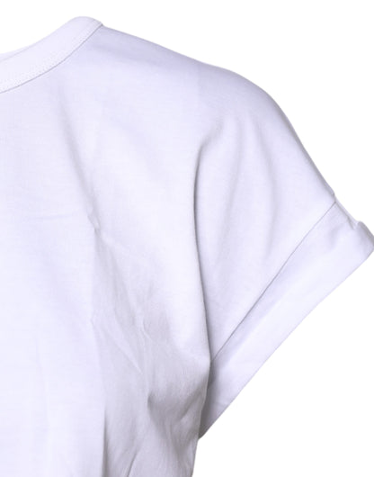 Dolce & Gabbana Weißes T-Shirt mit Rundhalsausschnitt aus Baumwolle