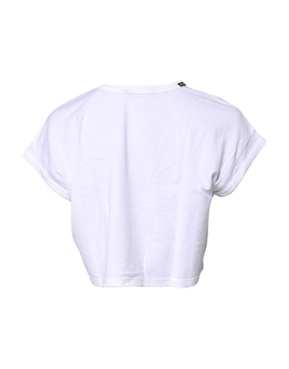 Dolce & Gabbana Weißes T-Shirt mit Rundhalsausschnitt aus Baumwolle