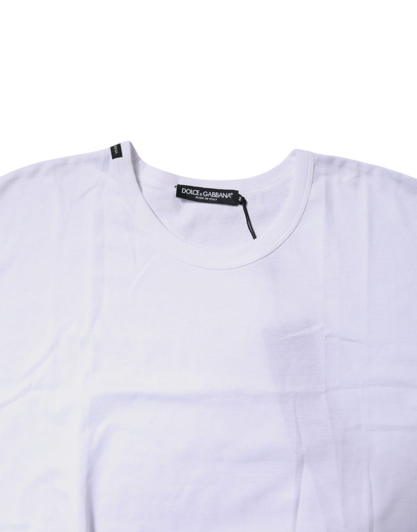 Dolce & Gabbana Weißes T-Shirt mit Rundhalsausschnitt aus Baumwolle