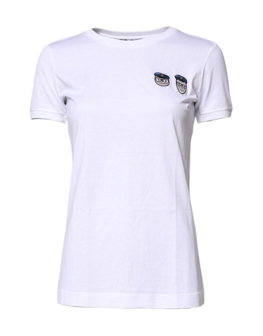 Dolce & Gabbana Weißes #DGFamily Baumwoll-T-Shirt mit Rundhalsausschnitt