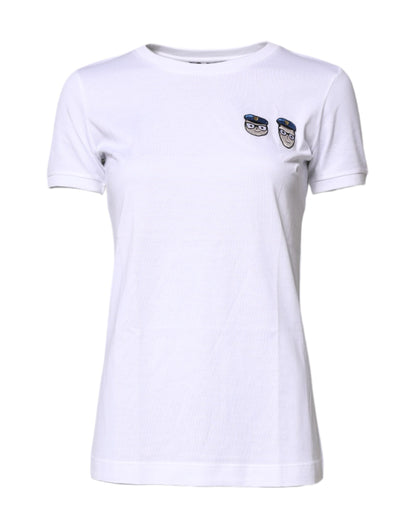 Dolce & Gabbana Weißes #DGFamily Baumwoll-T-Shirt mit Rundhalsausschnitt