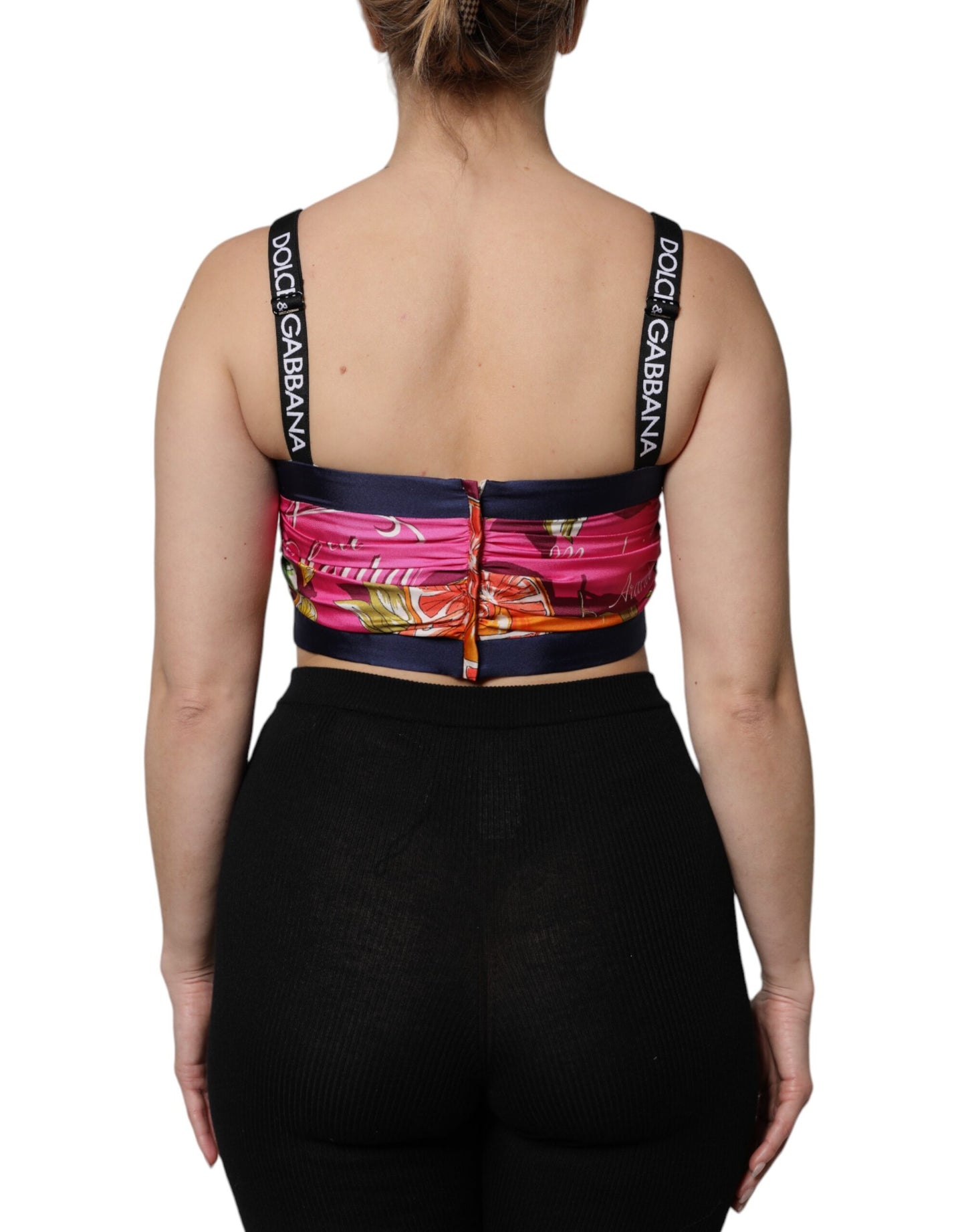 Dolce & Gabbana Multicolor Floral Ärmelloses Bustier Cropped Top