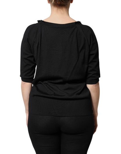 Dolce & Gabbana Schwarzes Button Down Kurzarm-Blusen-Top