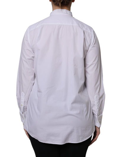 Dolce & Gabbana Weißer Ascot-Kragen Langarm-Bluse Top