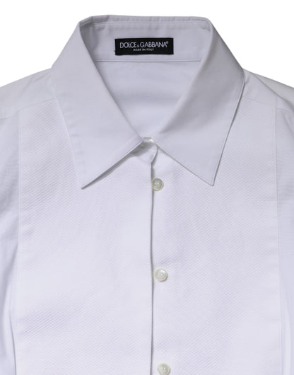 Dolce & Gabbana Weißes Baumwollhemd mit Kragen Oberteil