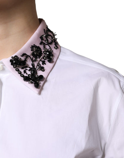 Dolce & Gabbana Weißes verschönertes Hemd mit Kragen