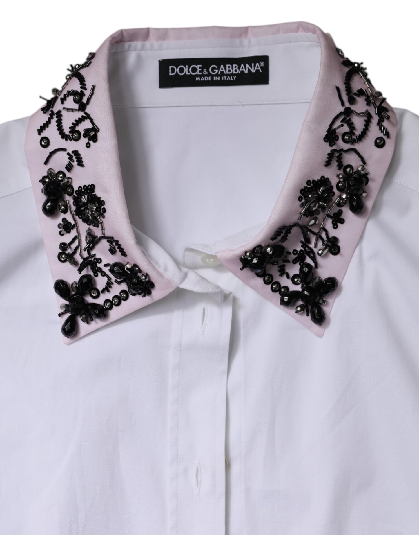 Dolce & Gabbana Weißes verschönertes Hemd mit Kragen