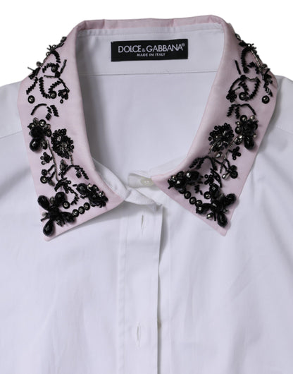Dolce & Gabbana Weißes verschönertes Hemd mit Kragen