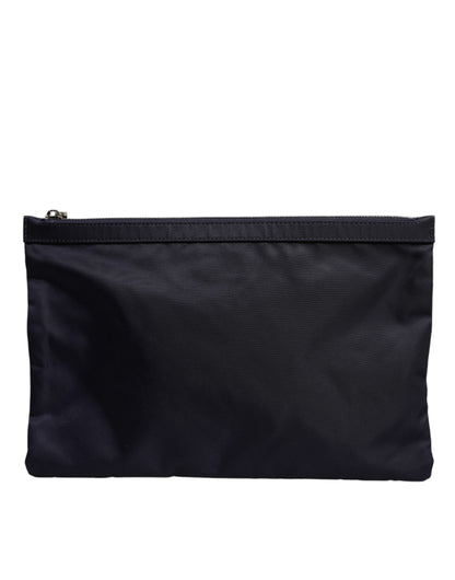 Dolce & Gabbana Blaue DG Logo Patch verschönerte Beutel Clutch Tasche
