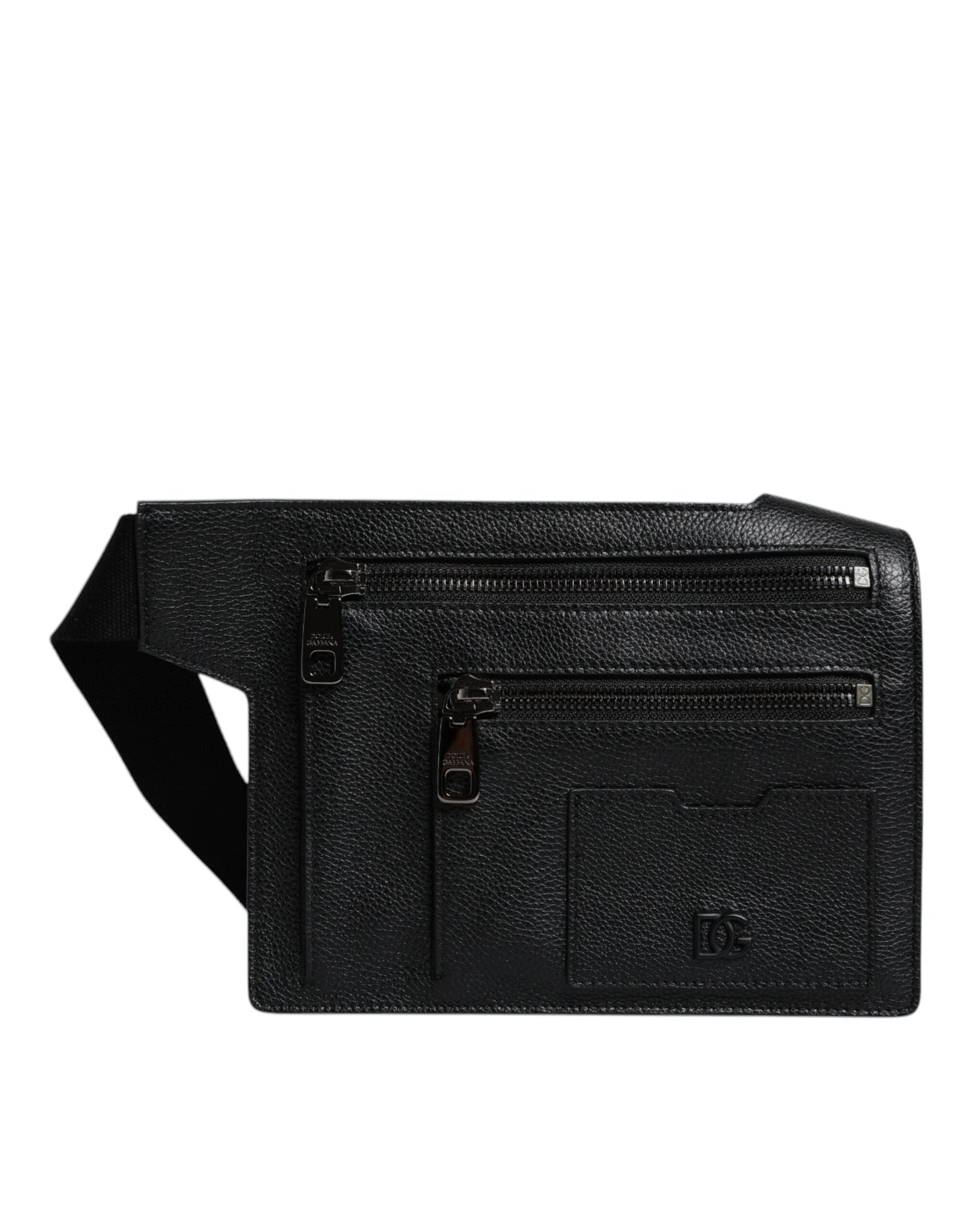 Dolce & Gabbana Schwarze Messenger-Crossbody-Tasche aus Kalbsleder