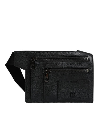Dolce & Gabbana Schwarze Messenger-Crossbody-Tasche aus Kalbsleder