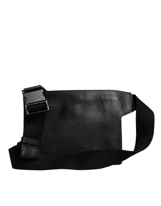 Dolce & Gabbana Schwarze Messenger-Crossbody-Tasche aus Kalbsleder