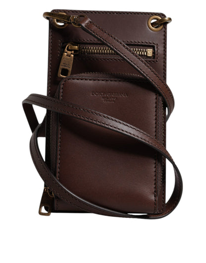 Dolce & Gabbana Brauner Leder-Nackenriemen Cross Body Sling Bag