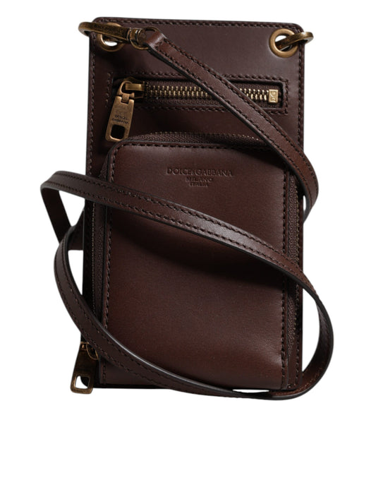 Dolce & Gabbana Brauner Leder-Nackenriemen Cross Body Sling Bag
