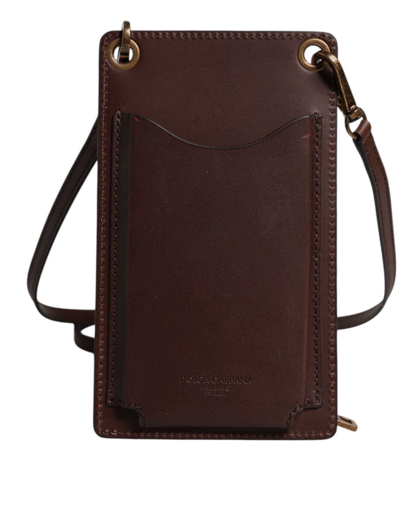 Dolce & Gabbana Brauner Leder-Nackenriemen Cross Body Sling Bag