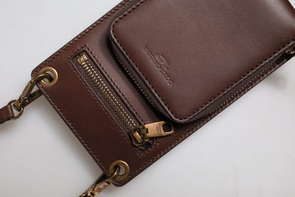 Dolce & Gabbana Brauner Leder-Nackenriemen Cross Body Sling Bag