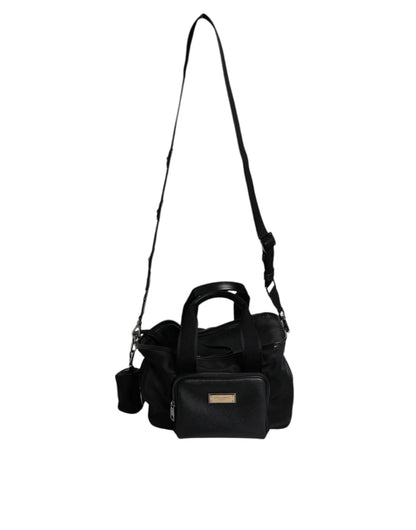 Dolce & Gabbana Schwarzer Schultergurt Pet Carry Logo Plaque Tasche