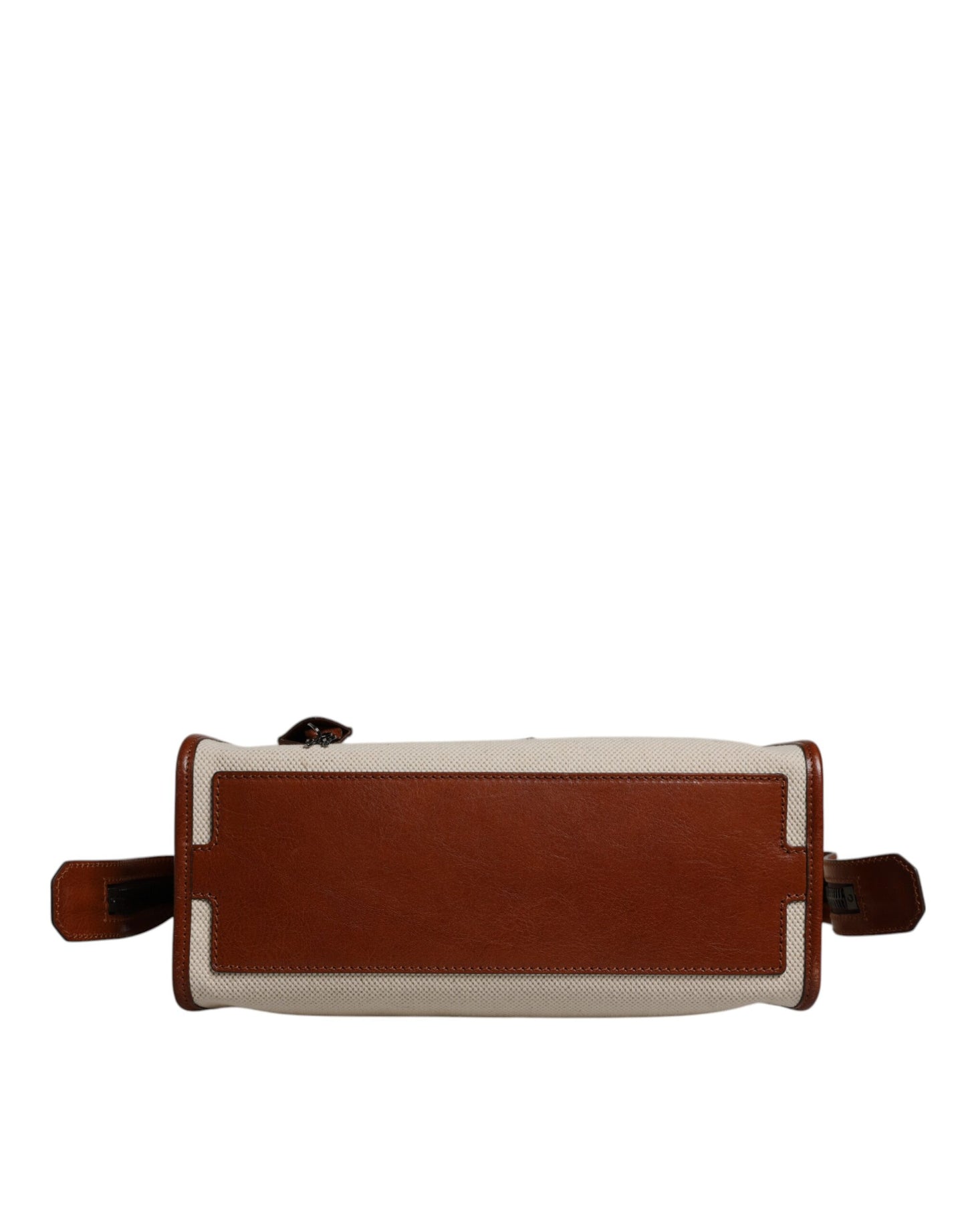Dolce & Gabbana Beige Braun Baumwolle Leder Duffle Umhängetasche